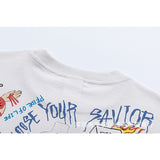 saint m t shirts  s.m washed graffiti graphic crew neck pullover short sleeve t-shirt - wholesale