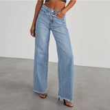 Women's pants - cross-border amazon, independent website, foreign trade women's denim jeans - washed denim wide leg pants