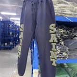 Saint m t pants - spring/autumn s.m letter print washed vintage elastic waist trousers