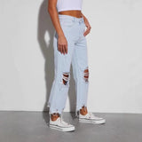 Women's pants: in-stock cross-border fashion - european & american retro wide-leg pants, loose straight-leg jeans, distressed long pants for women