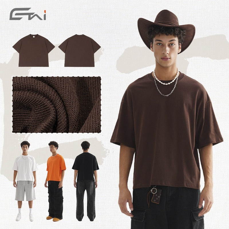 Etai men's clothing trendy boxy fit 100% cotton short-sleeve t-shirt - high-quality drop shoulder, relaxed fit crew neck tee for men
