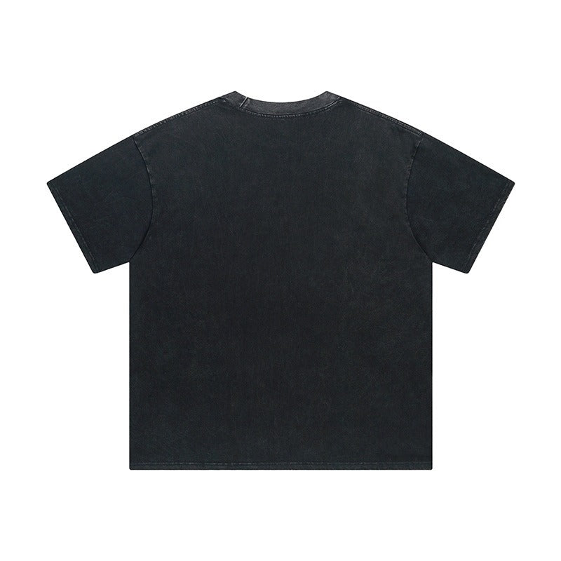 saint m t shirts  s.m. washed & distressed solid color heavyweight short-sleeve tee with a small neckline