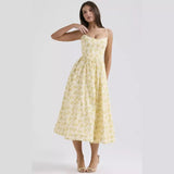 Women's dress - cross-border fashion: sweet & spicy floral midi dress with open back and spaghetti straps - perfect for summer in europe and the us