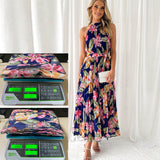 Women's dress - wholesale for us & european market, independent e-commerce stores, wish platform, cross-border e-commerce, spring/summer halter neck sleeveless printed casual vacation maxi dress