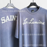 saint m t shirts  s.m french letter limited edition crew neck pullover short sleeve t-shirt - wholesale