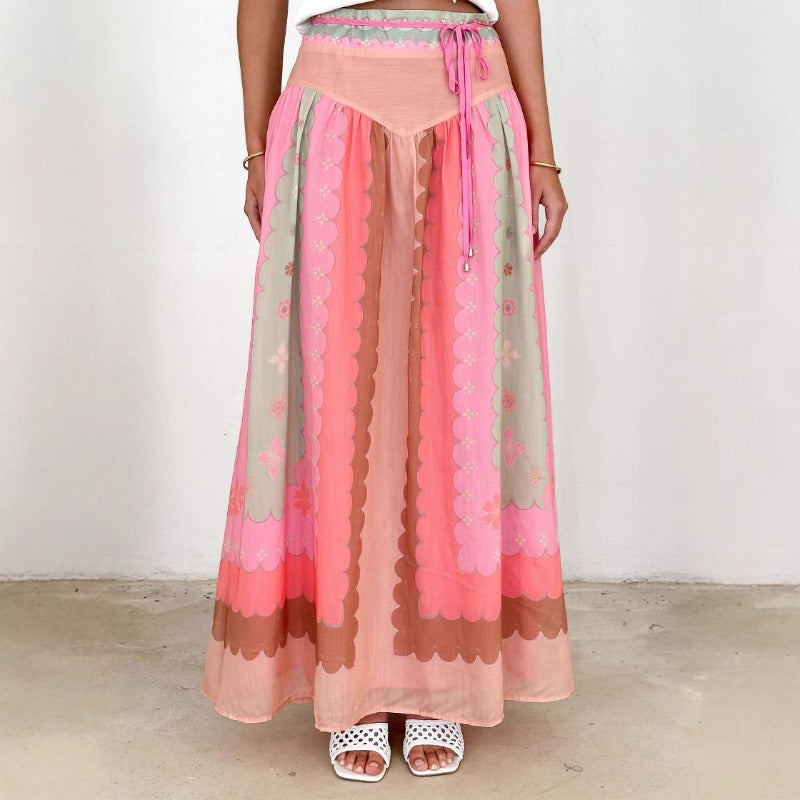 Women's dress - aliexpress amazon beach vacation maxi dress - printed tie-up ethnic style skirt