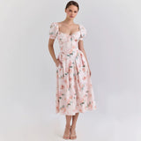 Women's dress - cross-border spring/summer amazon fashion: european & american style, artistic french-inspired, fresh print, trendy women's apparel