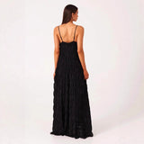 Women's dress - summer european & american style - backless, ruched, breathable, tie-up, ruffle hem maxi dress