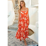 Women's dress - cross-border independent site - european & american summer vacation - spaghetti strap - backless - printed - a-line - long - casual swing dress - women's