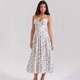 Women's dress - amazon cross-border e-commerce - european and american style - elegant, gentle, slim-fit, floral print, spaghetti strap, fairy-tale dress for women