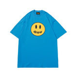 Drew house t-shirt - spring/summer collection - d@ew smiley face letter print crew neck pullover short sleeve - wholesale single piece