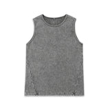 Etai men's clothing solid color retro slim-fit heavyweight tank top with washed and distressed patchwork ribbed detail