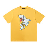 Drew house t shirt spring and summer d@ew cartoon shark pattern round neck pullover short sleeves