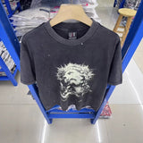 saint m t shirts  s.m. glow-in-the-dark distressed crew neck pullover short sleeve t-shirt - wholesale
