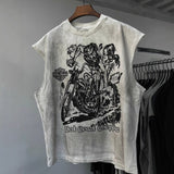 saint m t shirts  s.m cartoon harley pattern crew neck pullover tank top - wholesale