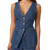 Women's pants - in stock - cross-border fashion - european & american style - trendy & casual - sleeveless - high waist - women's outfit - denim shorts - women's