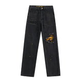 Drew house pants spring & fall fog high street smiley hole denim pants