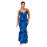 Women's dress - cross-border fashion: sexy, chic, and trendy european & american style. features a spaghetti strap, long length, floral lace, and slim fit design. perfect for instagram-worthy looks