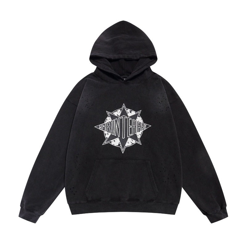 Saint m hoodie - autumn/winter s.m basic tear letter graphic pullover hoodie - wholesale single piece