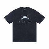 saint m t shirts  s.m sunrise letter graphic crew neck short sleeve tee