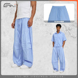 Etai men's fashion striped wide-leg cropped pants - lightweight, high-quality drawstring casual trousers for summer
