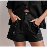 Women's pants: summer amazon cross-border european and american style casual retro loose shirt & denim shorts set - denim women's