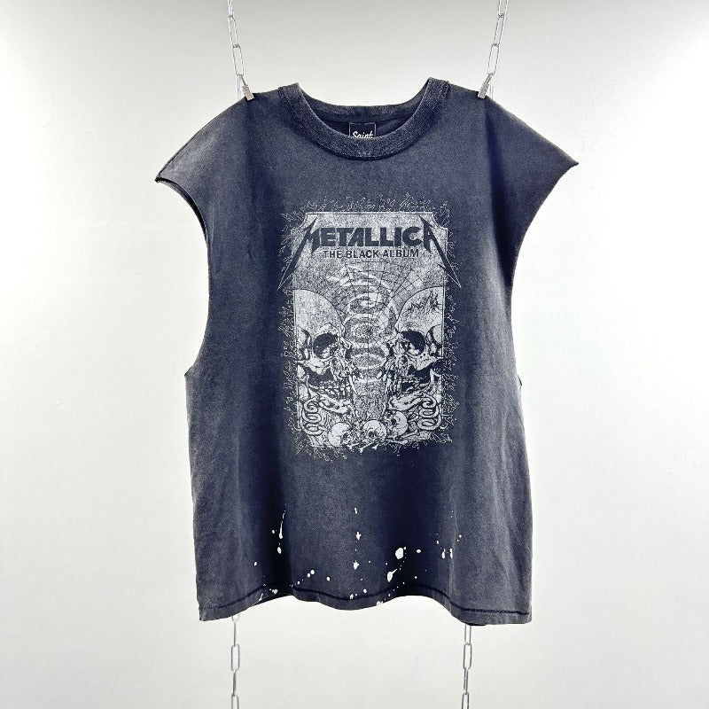 saint m t shirts  s.m skull letter crewneck pullover casual tank top - wholesale