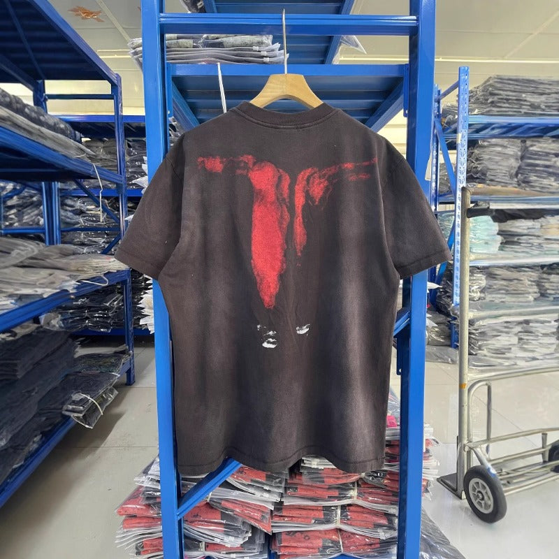 saint m t shirts  s.m skull bat graphic crew neck pullover short sleeve t-shirt - wholesale