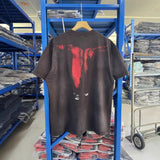 saint m t shirts  s.m skull bat graphic crew neck pullover short sleeve t-shirt - wholesale