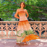 Women's dress: amazon foreign trade women's apparel independent website summer sexy bandeau backless fashion gradient color pleated maxi dress