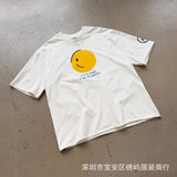 saint m t shirts  s.m daisy smiley face graphic crew neck short sleeve tee