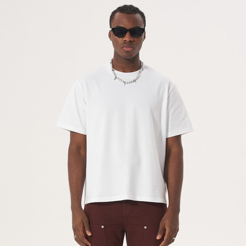 Etai short and wide pure cotton trendy men's t-shirt with printed logo american boxy fit short-sleeved men's t-shirt