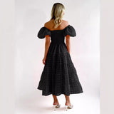 Women's dress: european and american style amazon bestseller - summer one-shoulder puff sleeve fashionable hot girl maxi dress