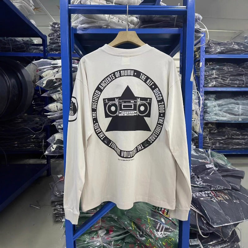 Saint m hoodie autumn and winter s.m exhibition limited washed and distressed round neck pulloverlong sleeves one piece wholesale