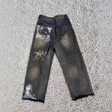 Saint m t pants - spring/autumn s.m distressed hand-painted graffiti loose casual pants - wholesale