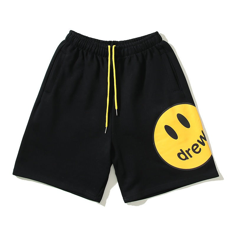Drew house pants early spring d@ew smiley letter printing pattern casualshorts