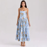 Women's dress - amazon cross-border fashion: elegant, chic, and flattering floral print slip dress - slim fit, figure-flattering, and ethereal