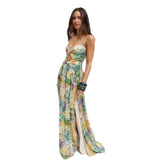 Women's dress: european and american export, new european and american swimwear, starfish embellished floral print, vacation hollow-out one-piece dress for women