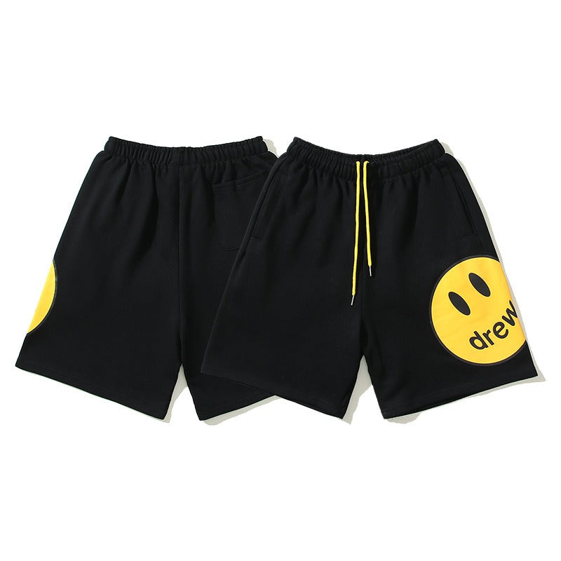 Drew house pants early spring d@ew smiley letter printing pattern casualshorts