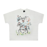 saint m t shirts  s.m. equestrian character graphic crew neck pullover short sleeve tee - wholesale