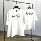 saint m t shirts  s.m. tri-party collaboration graphic crewneck short sleeve t-shirt - wholesale