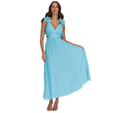 Women's dress: summer bestseller - cross-border chiffon floral pleated maxi dress with open back and criss-cross tie detail