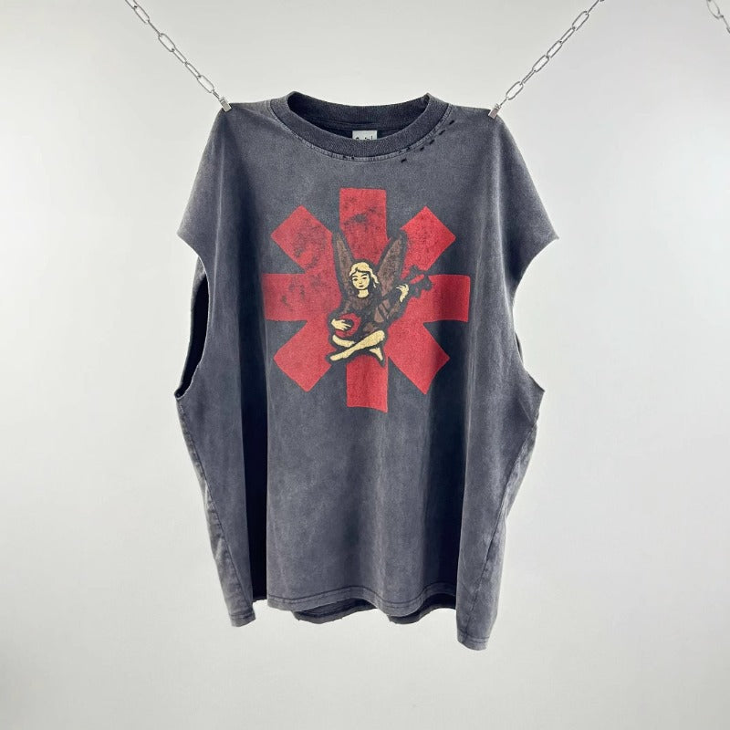 saint m t shirts  s.m cartoon band graphic crewneck pullover tank top - wholesale