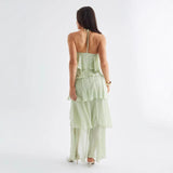 Women's dress - in stock - european & american style - cross-border e-commerce - summer & vacation - elegant & chic - halter neck - 3d cake ruffle - spaghetti strap dress - women's