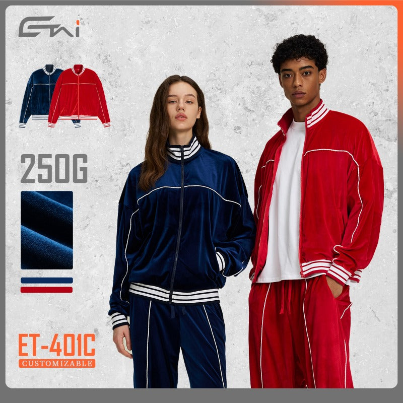 Etai men's spring/autumn velvet zip-up sports jacket - high-quality casual streetwear stand collar men's jacket