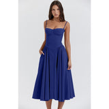 Women's summer amazon dress: french retro long dress, court style dopamine outfit, spaghetti strap dress for women