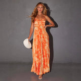 Women's dress amazon ebay european and american summer print backless maxi dress cross-border ready stock european and american style