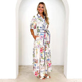 Women's dress: bestselling european and american cotton linen floral print tie-strap short sleeve dress for women - perfect for cross-border amazon and aliexpress