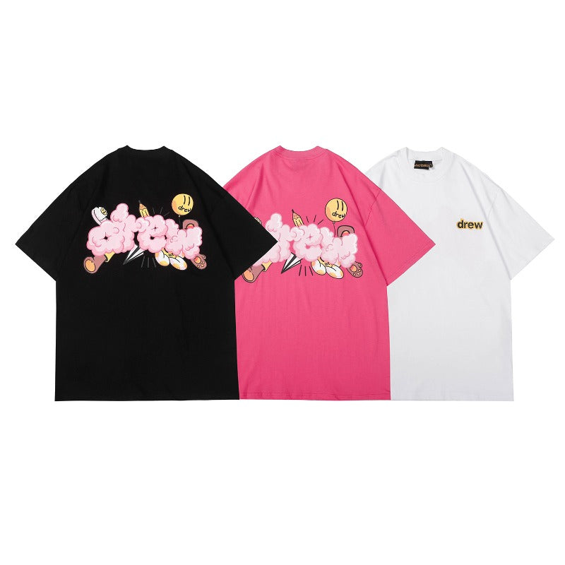 Drew house t-shirt - spring/summer d@ew cartoon-themed small print crew neck pullover short sleeve