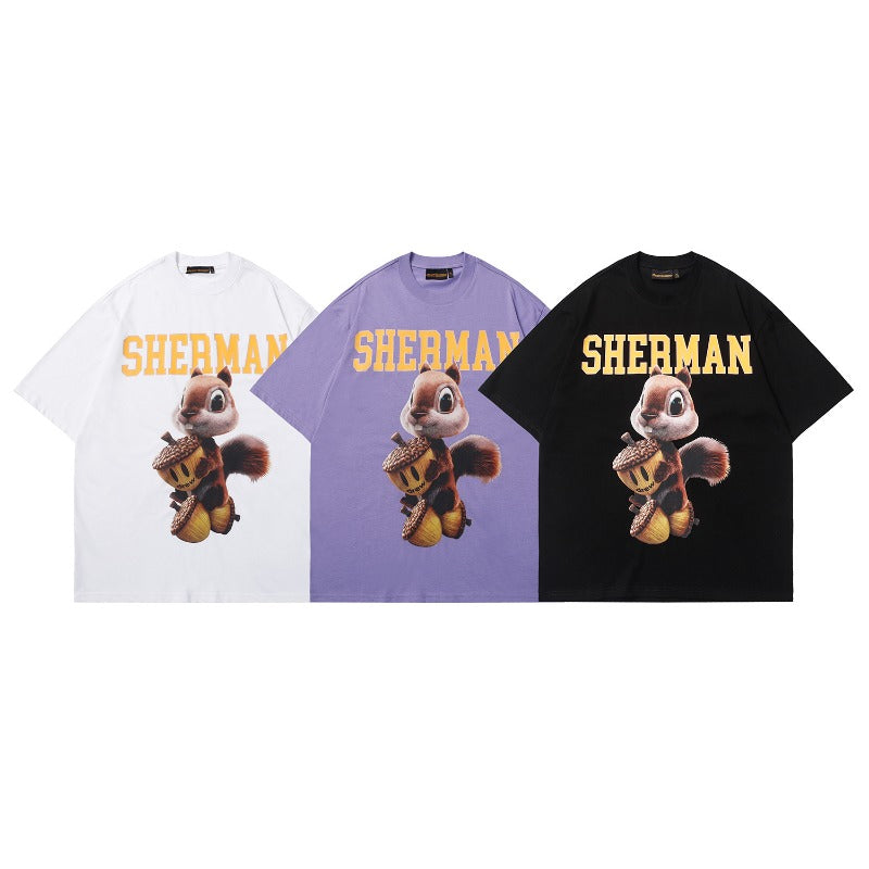 Drew house t-shirt - spring/summer d@ew cartoon squirrel series crew neck pullover short sleeve - wholesale single piece